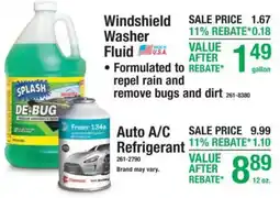 Menards Splash de-bug windshield washer fluid offer