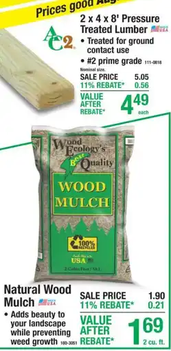 Menards Ac2 2 x 4 x 8' Pressure Treated Lumber offer