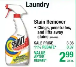 Menards Shout stain remover offer