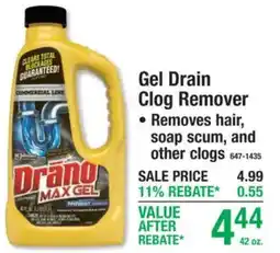 Menards Drano max gel gel drain clog remover offer