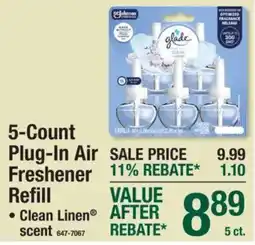 Menards Glade plug-in air freshener refill offer