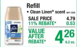 Menards Glade clean linen refill offer