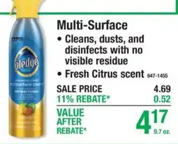 Menards Pledge everyday clean multisurface cleaner offer