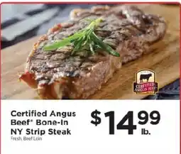 ShopRite Certified Angus Beef Bone-In NY Strip Steak offer
