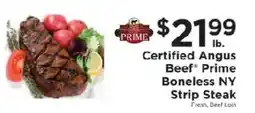 ShopRite Prime Certified Angus Beef Prime Boneless NY Strip Steak offer
