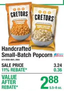 Menards Cretors handcrafted small-batch popcorn offer