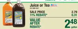 Menards Fresh Brew Juice or Tea offer
