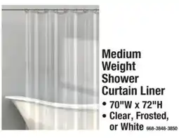 Menards Medium Weight Shower Curtain Liner offer