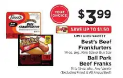 ShopRite Best's Beef Frankfurters offer