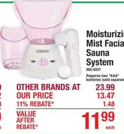 Menards Conair moisturizing mist facial sauna system offer
