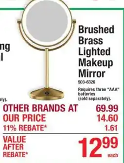 Menards Brushed Brass Lighted Makeup Mirror offer