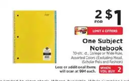 ShopRite One Subject Notebook offer
