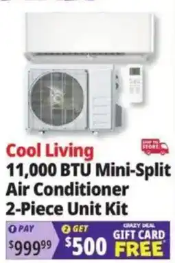 Ocean State Job Lot Cool Living 11,000 BTU Mini-Split Air Conditioner 2-Piece Unit Kit offer