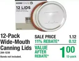 Menards Homepoint 12 wide-mouth canning lids offer