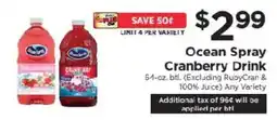 ShopRite Ocean Spray Cranberry Drink offer