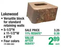 Menards Lakewood versatile block for standard retaining walls offer