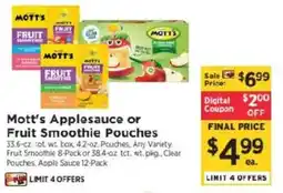 ShopRite Mott's Applesauce or Fruit Smoothie Pouches offer
