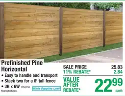 Menards Prefinished Pine Horizontal offer