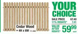 Menards Cedar Wood offer