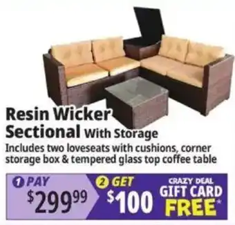 Ocean State Job Lot Resin Wicker Sectional With Storage offer