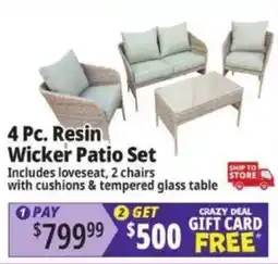 Ocean State Job Lot 4 Pc. Resin Wicker Patio Set offer