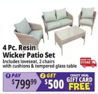 Ocean State Job Lot 4 Pc. Resin Wicker Patio Set offer