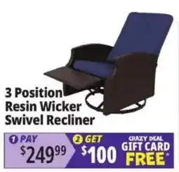 Ocean State Job Lot 3 Position Resin Wicker Swivel Recliner offer