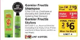 ShopRite Garnier Fructis Shampoo and Stylers offer