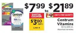 ShopRite Centrum Vitamins offer
