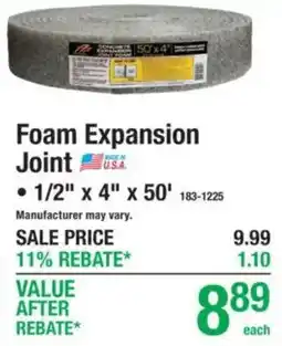 Menards Foam Expansion Joint offer