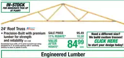 Menards Engineered Lumber 24' Roof Truss offer