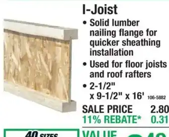 Menards I-Joist offer
