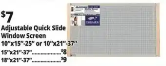 ProAira adjustable quick slide window screen