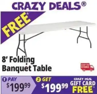 Crazy Deals 8' Folding Banquet Table