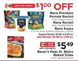ShopRite Rana Premium Protein Ravioli, Rana Ravioli, Rana Sauce offer