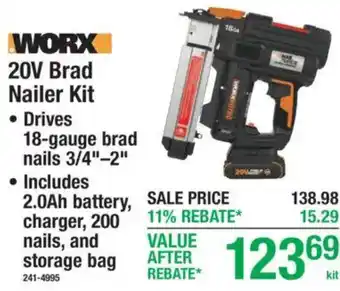 Worx 20v brad nailer kit