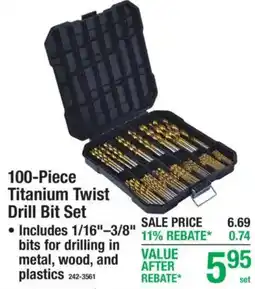 Menards Titanium Twist Drill Bit Set offer