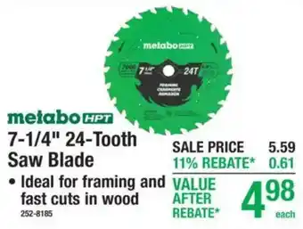 Metabo HPT 7-1/4" 24-Tooth Saw Blade