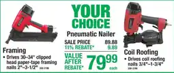Menards Your Choice Pneumatic Nailer offer