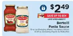 ShopRite Bertolli Pasta Sauce offer