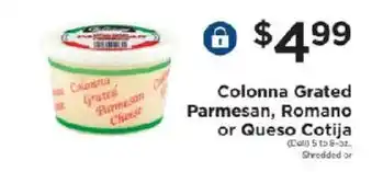 ShopRite Colonna Grated Parmesan, Romano or Queso Cotija offer