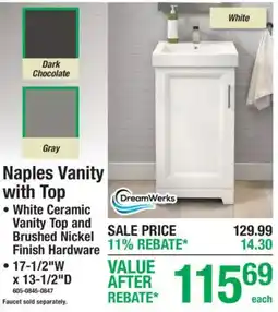 Menards DreamWerks Naples Vanity with Top offer