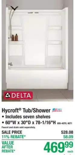 Menards Delta hycroft tub/shower offer