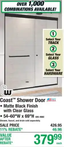 Menards Coast Shower Door offer