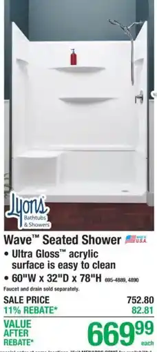 Menards Lyons Wave Seated Shower offer