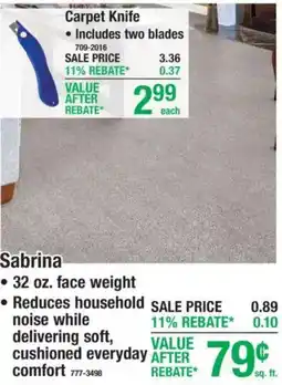 Menards Sabrina carpet offer