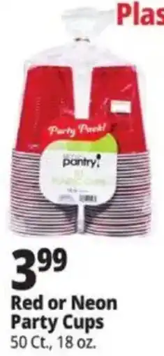 Ocean State Job Lot Party Pantry red or neon party cups offer