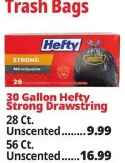 Ocean State Job Lot Hefty strong drawstring trash bags offer