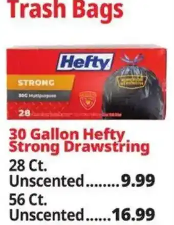 Ocean State Job Lot Hefty strong drawstring trash bags offer