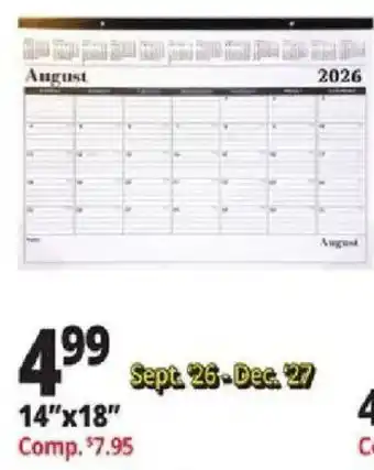 Ocean State Job Lot 2026 wall calendar offer